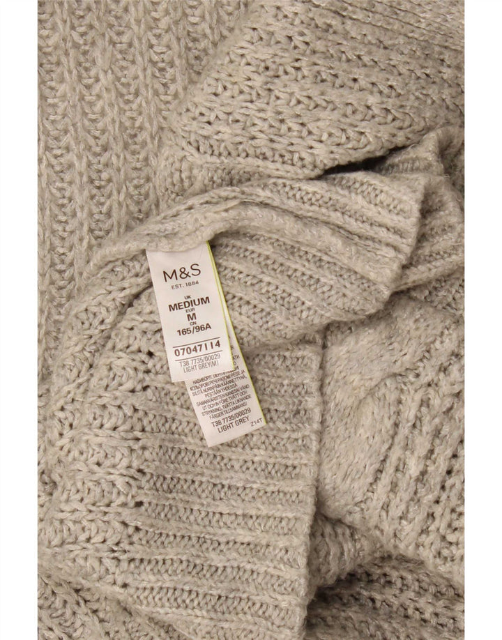 Suéter cardigã feminino Marks & Spencer com capuz aberto Reino Unido 14 cinza médio