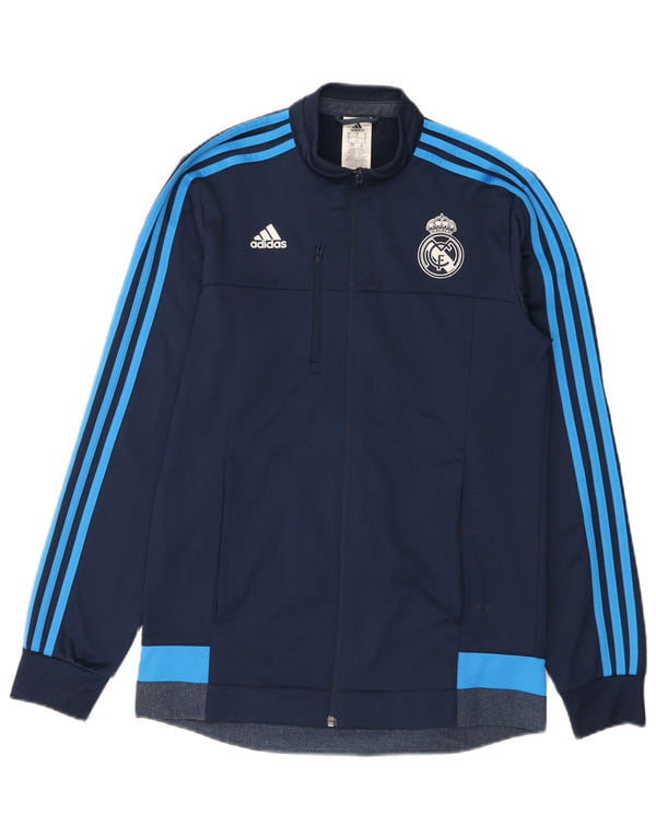 Adidas Mens Real Madrid Treino Top Jacket Pequeno Azul Marinho Colorblock