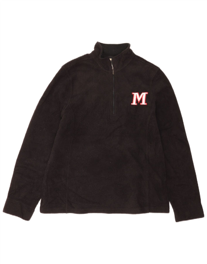 L.L.Bean Suéter feminino de lã com zíper e gola UK 10 pequeno poliéster preto