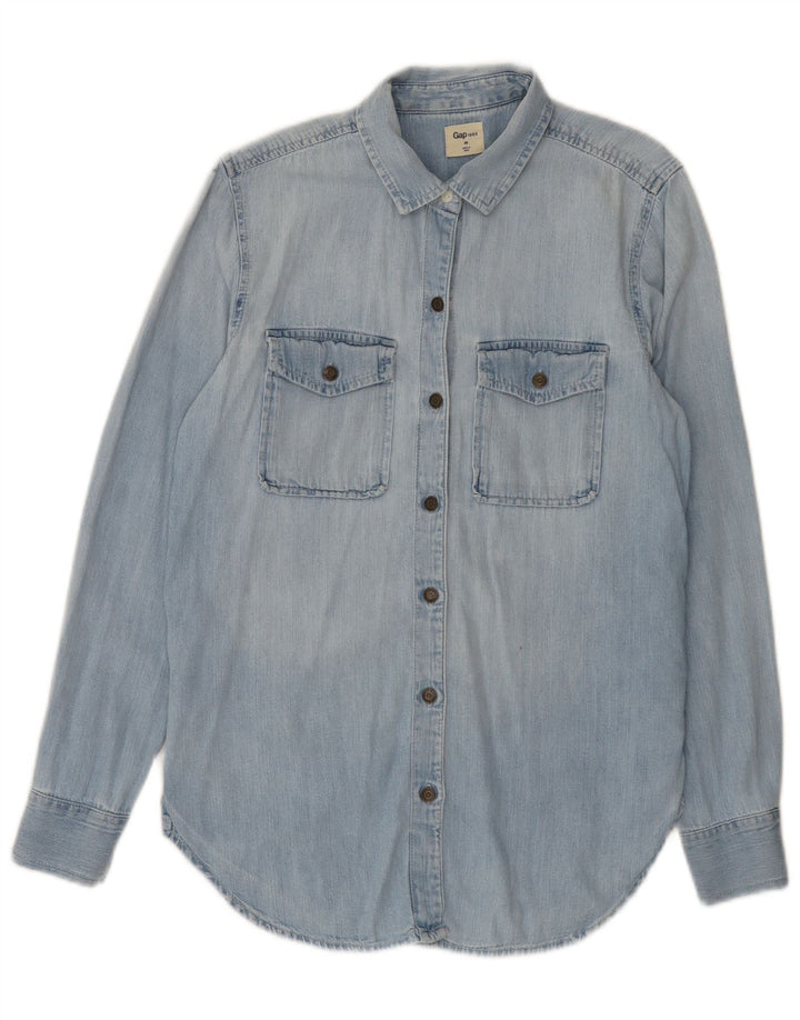 Camisa jeans oversized feminina Gap Reino Unido 6 XS azul algodão