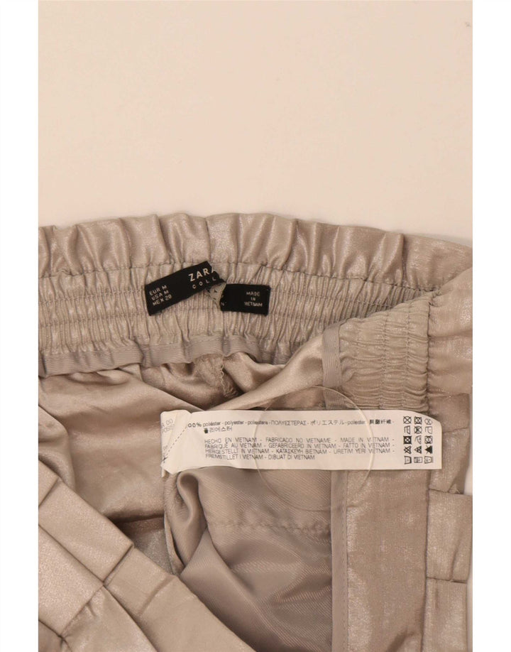 Zara Calça Capri Feminina Cintura Alta Médio W28 L21 Poliéster Bege