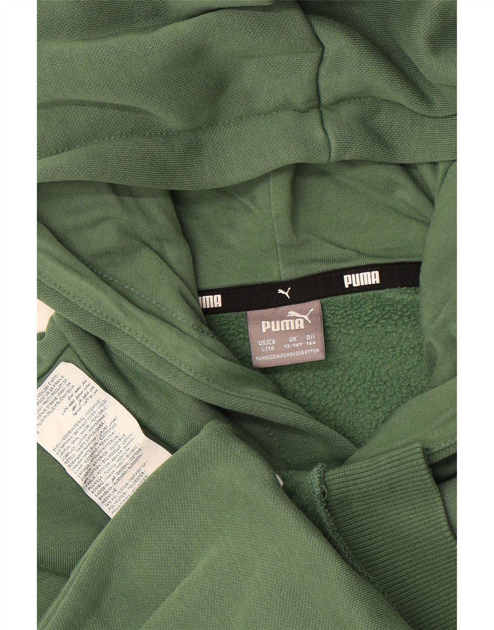 PUMA Boys Graphic Hoodie Jumper 13-14 Years  Green Cotton Vintage Puma and Second-Hand Puma from Messina Hembry 