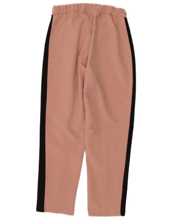 Calça chino reta feminina ZARA pequena W26 L25 rosa colorblock