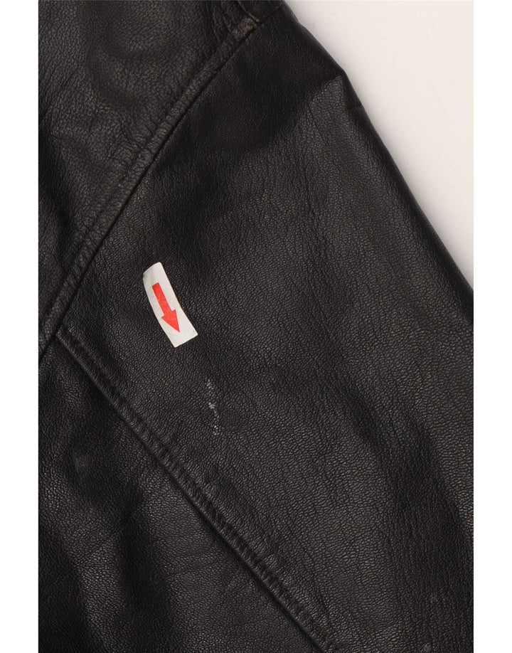 Jaqueta de couro masculina vintage UK 42 XL preta
