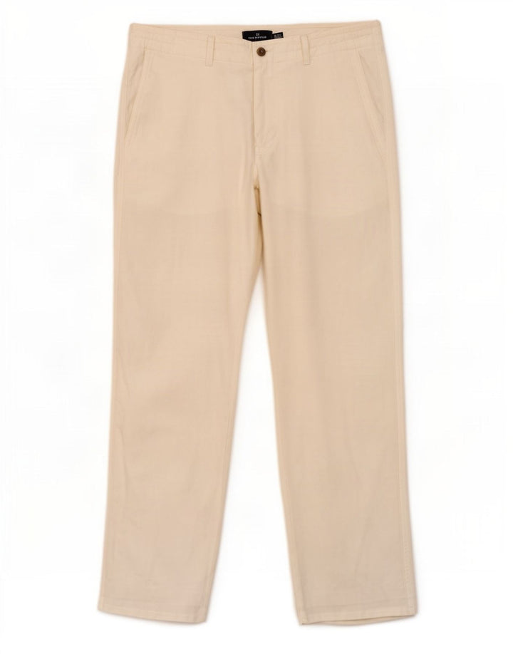 Calça chino reta masculina Marks & Spencer Blue Harbor W34 L29 branca