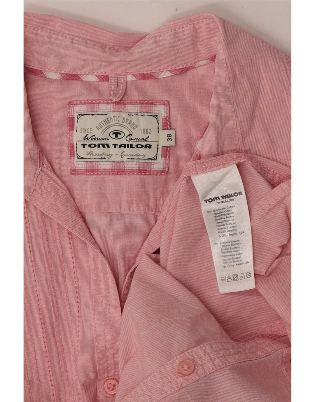 Camisa de smoking feminina Tom Tailor EU 38 algodão rosa médio