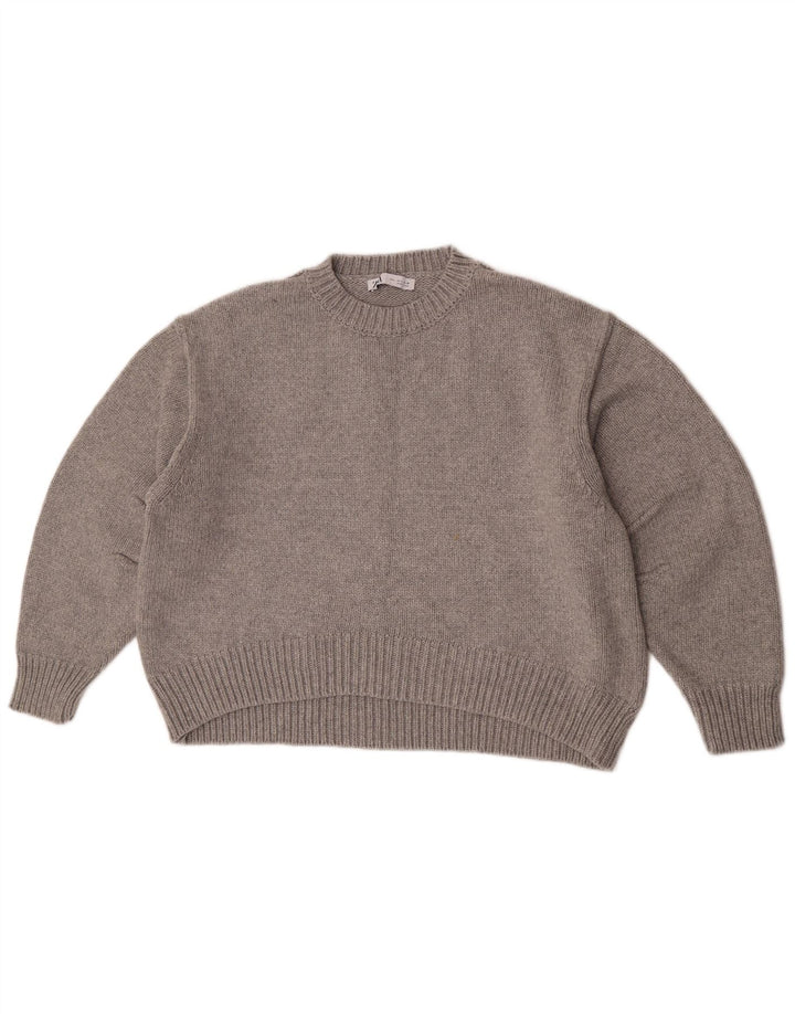 Zara Suéter feminino com gola redonda, Reino Unido 16, grande, cinza, poliamida
