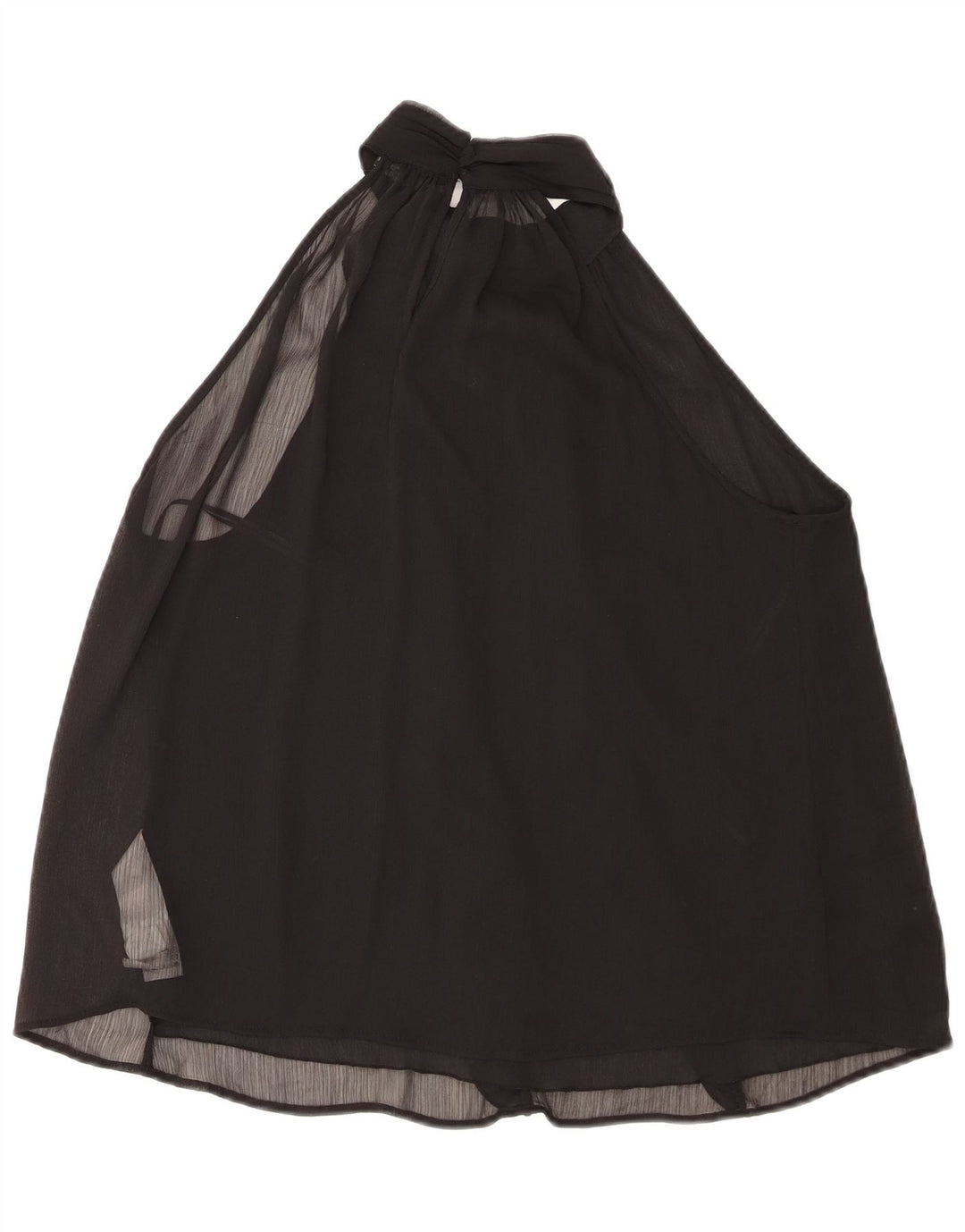 Top feminino Zara com babado frontal e frente única UK 16 grande poliéster preto