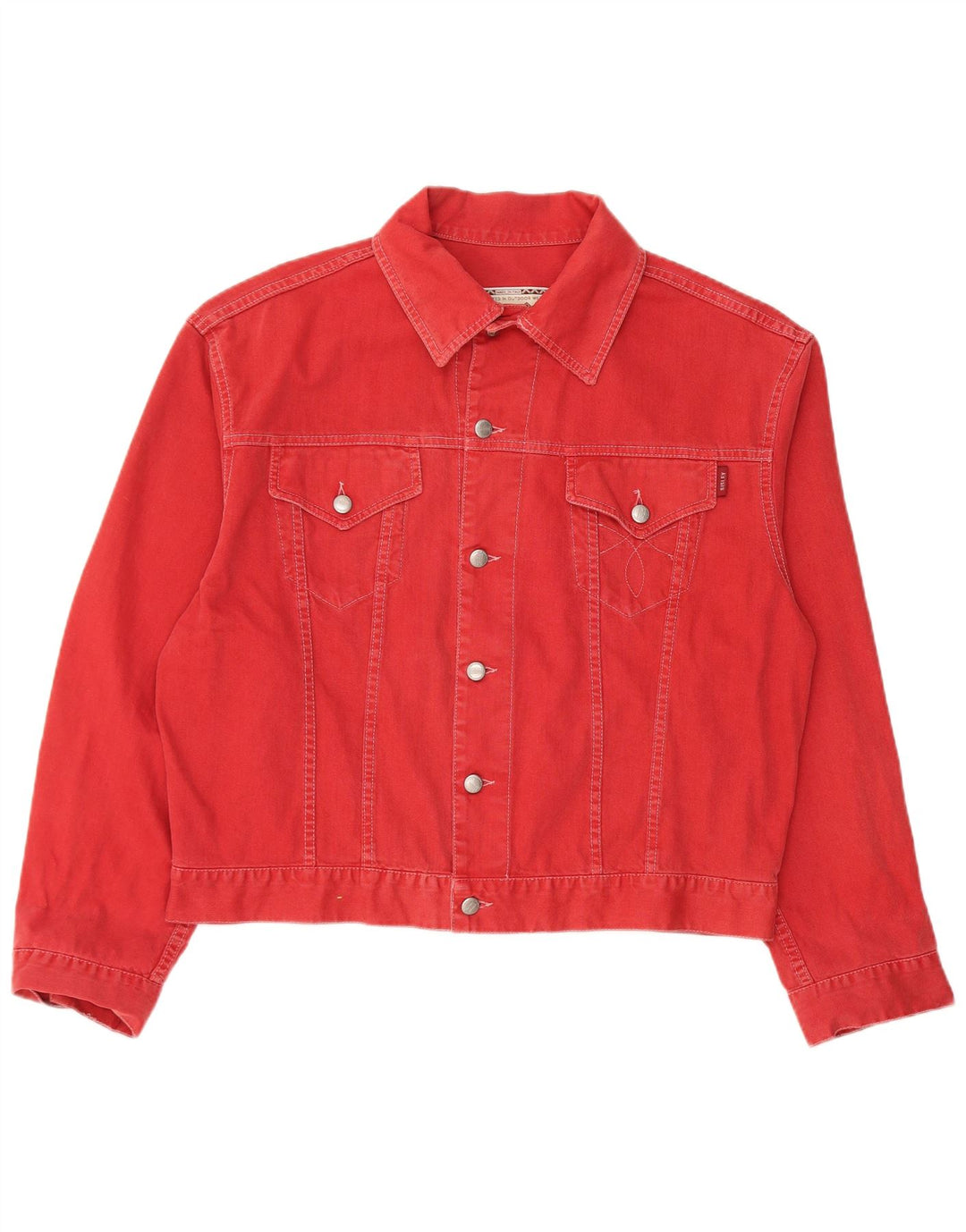 Jaqueta jeans masculina Sisley UK 38 algodão vermelho médio