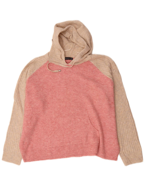 Suéter feminino com capuz Marks & Spencer UK 18 XL rosa colorblock