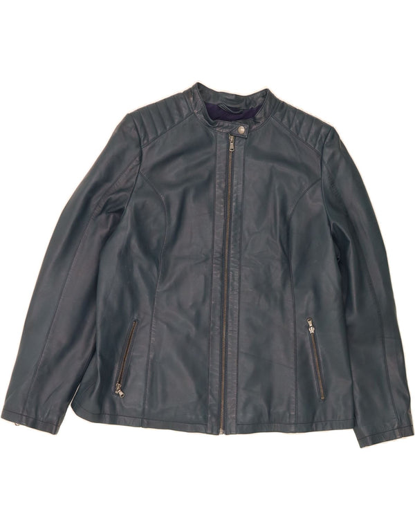 Jaqueta de couro feminina VINTAGE UK 20 2XL couro azul