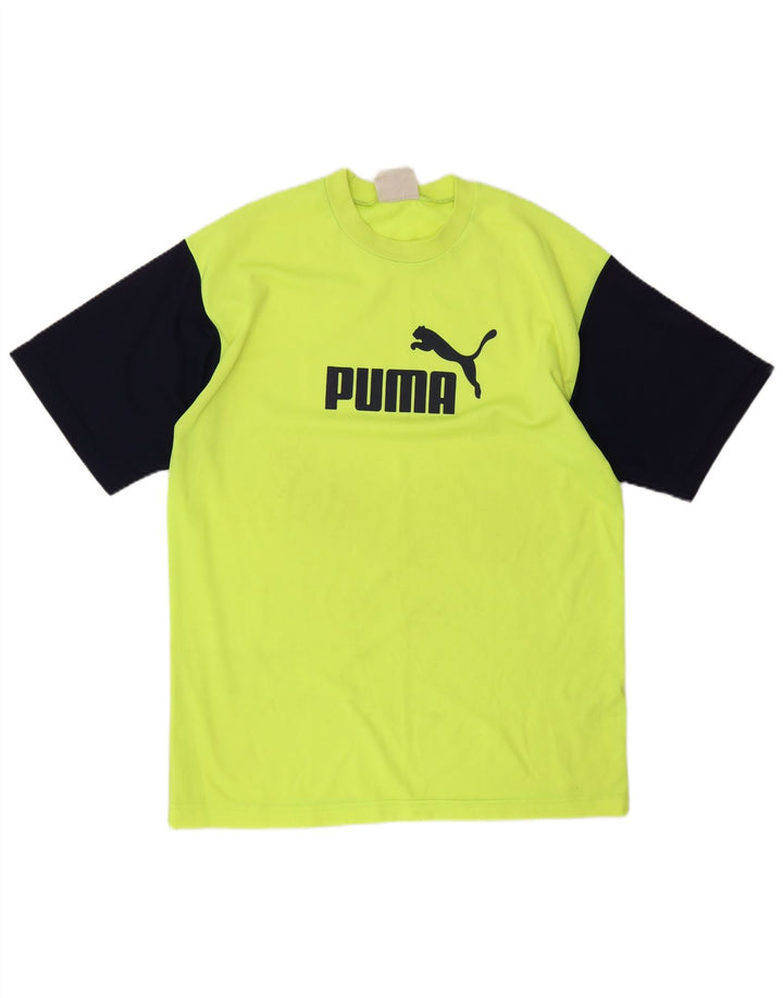 Puma Mens Graphic T-Shirt Top Grande Poliéster Colorblock Amarelo