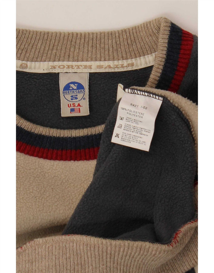 Suéter de lã gráfico masculino North Sails grande poliéster bege colorblock
