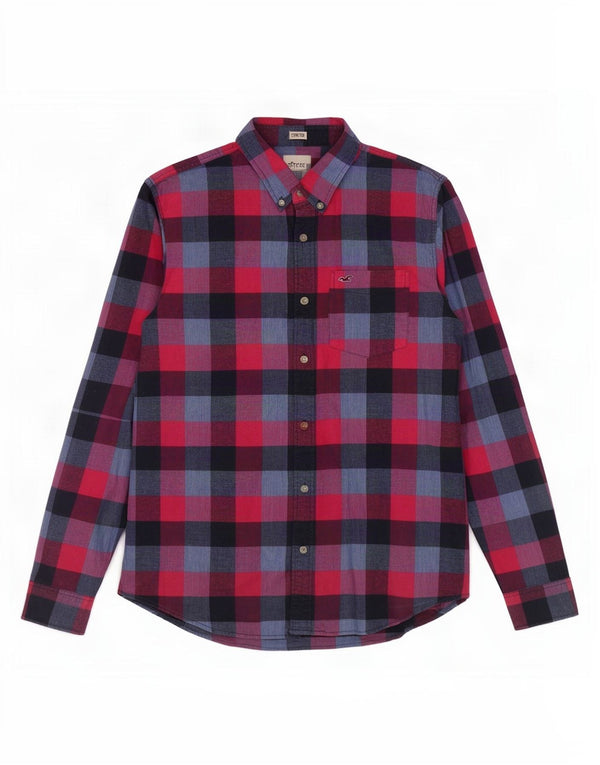 Camisa masculina Hollister 2XL algodão xadrez vermelho