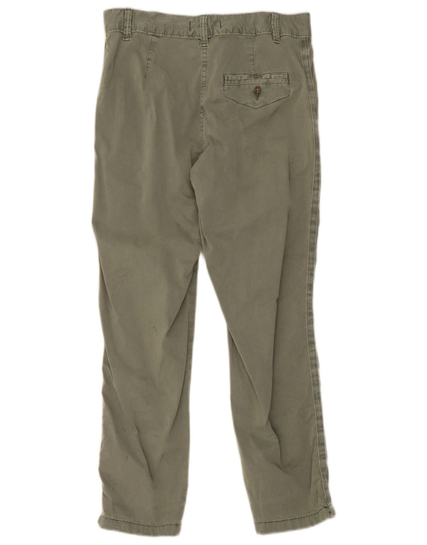 Calça chino reta feminina Marks & Spencer UK 10 pequena W30 L26 cáqui