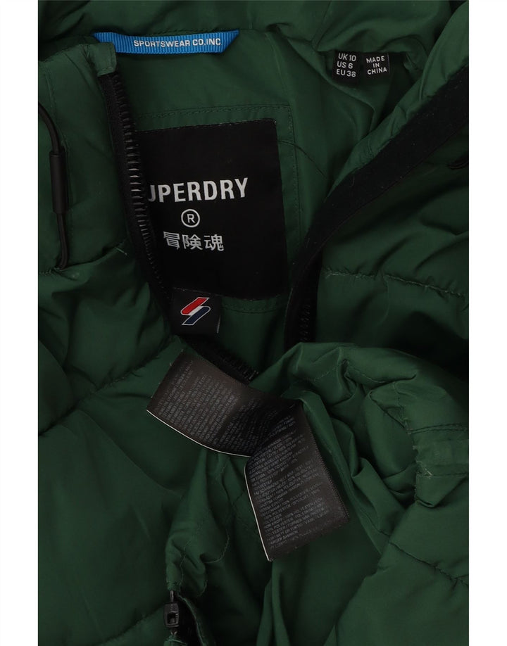 Jaqueta acolchoada superdimensionada com capuz para mulheres Superdry UK 10 poliéster verde pequeno