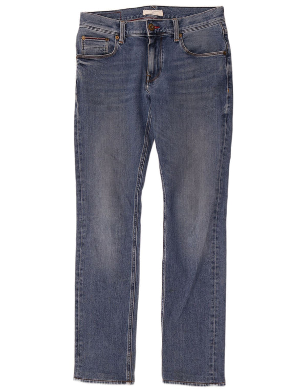 Tommy Hilfiger feminino Denton Straight Jeans W30 L34 Azul Algodão