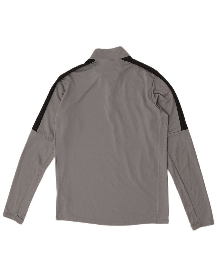 Top masculino Nike Dri Fit com zíper e manga comprida em bloco colorido cinza pequeno poliéster