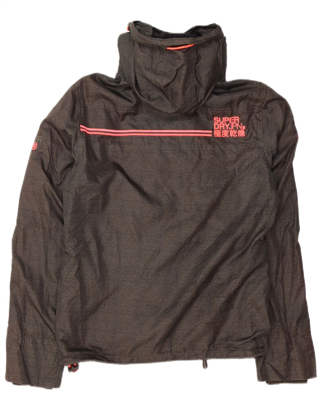 Jaqueta corta-vento masculina SUPERDRY com capuz UK 36 pequena espinha de peixe cinza