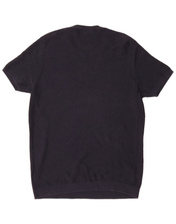 Massimo Dutti Mens T-Shirt Top XL Navy Blue Cotton