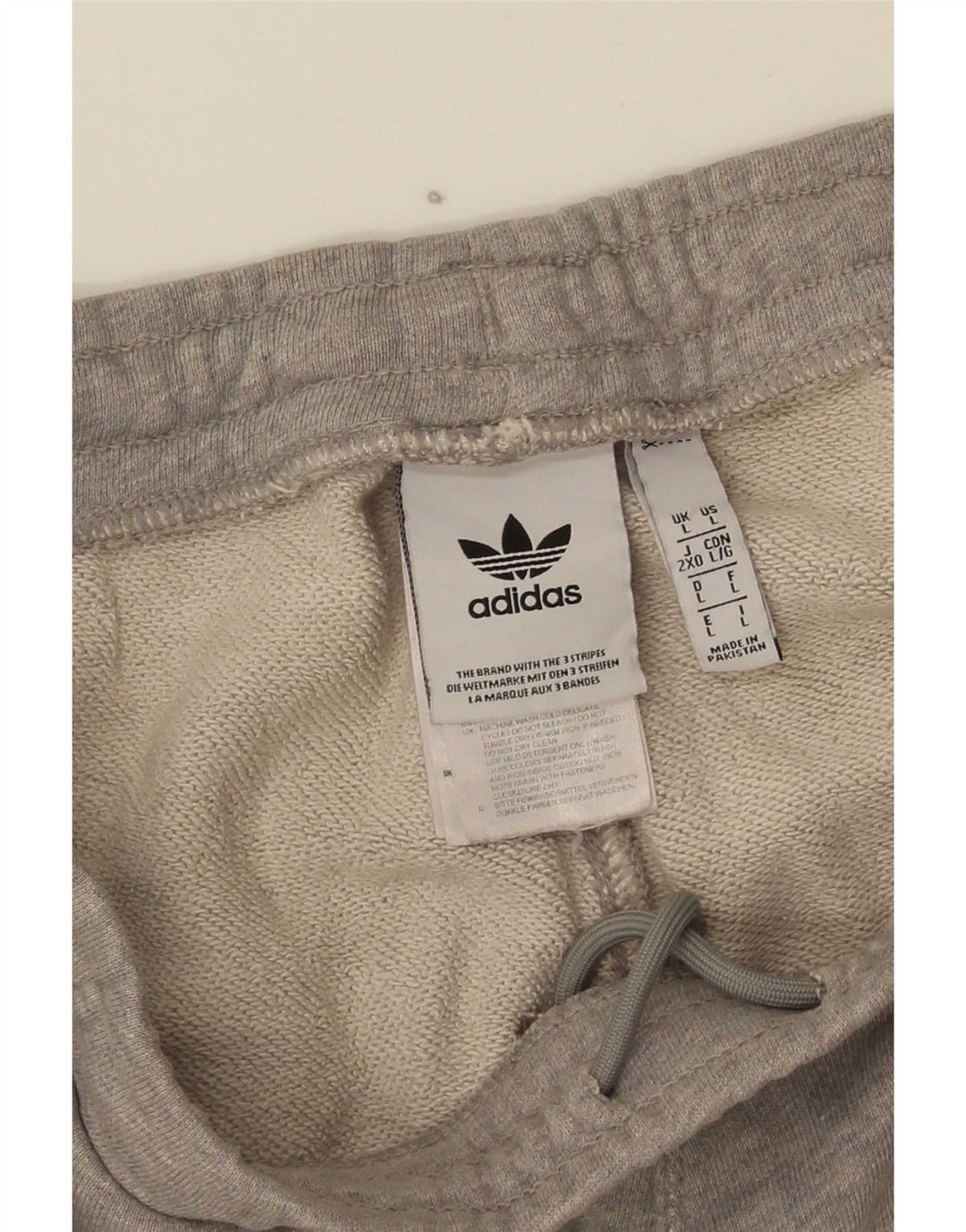 Shorts esportivos masculinos Adidas grande algodão listrado cinza