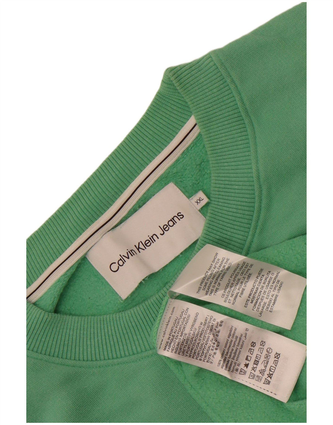 Calvin Klein Jeans Masculino moletom gráfico jumper 2XL algodão verde