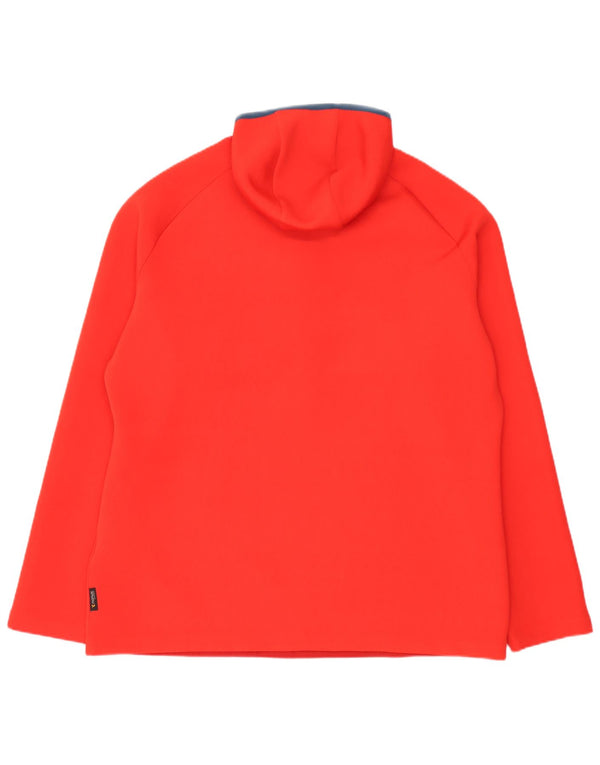 Jack Wolfskin Suéter masculino de lã com capuz e zíper no pescoço Reino Unido 48 3XL vermelho colorblock