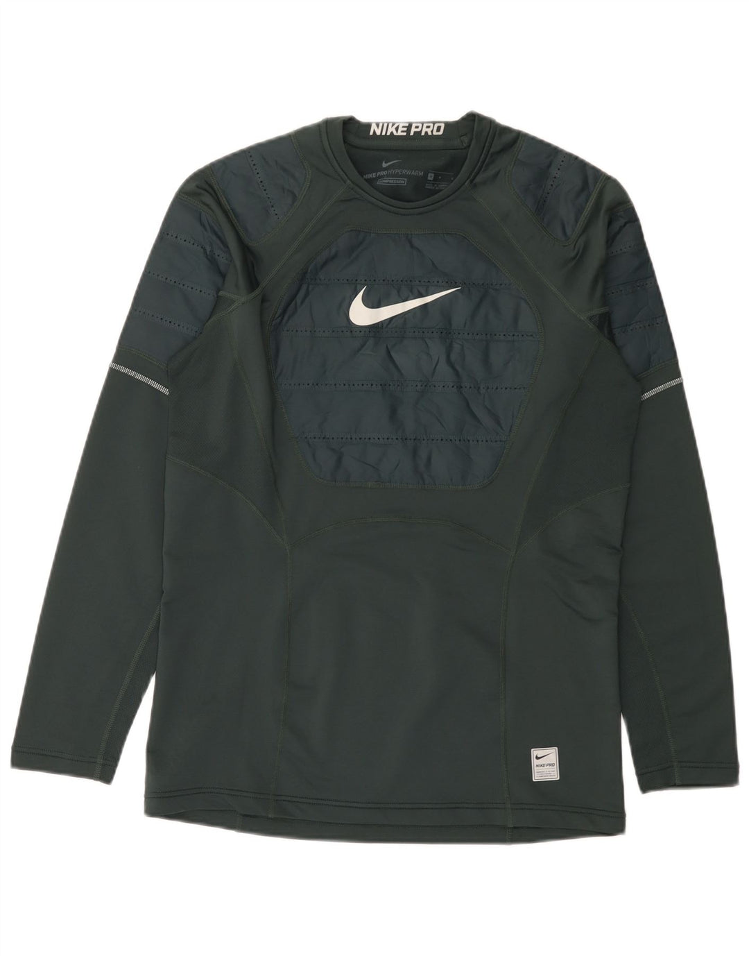 Top gráfico masculino Nike manga comprida verde médio colorblock poliéster