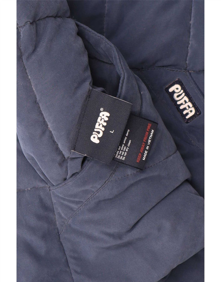 Colete acolchoado reversível feminino Puffa UK 16 grande poliéster azul