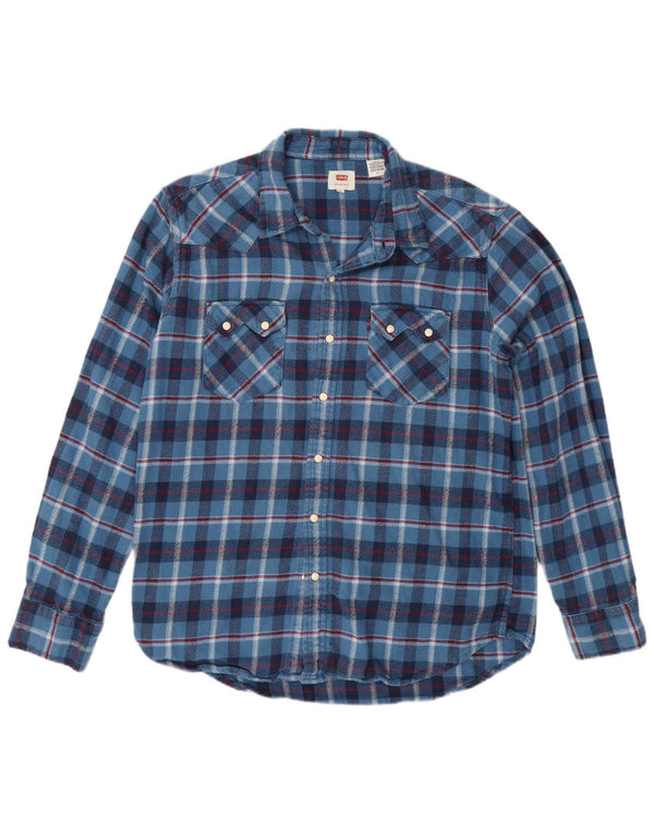 Camisa masculina de flanela Levi's grande xadrez azul