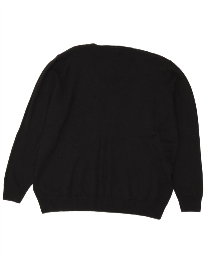 Suéter feminino Marks & Spencer com decote em V UK 20 2XL lã preta