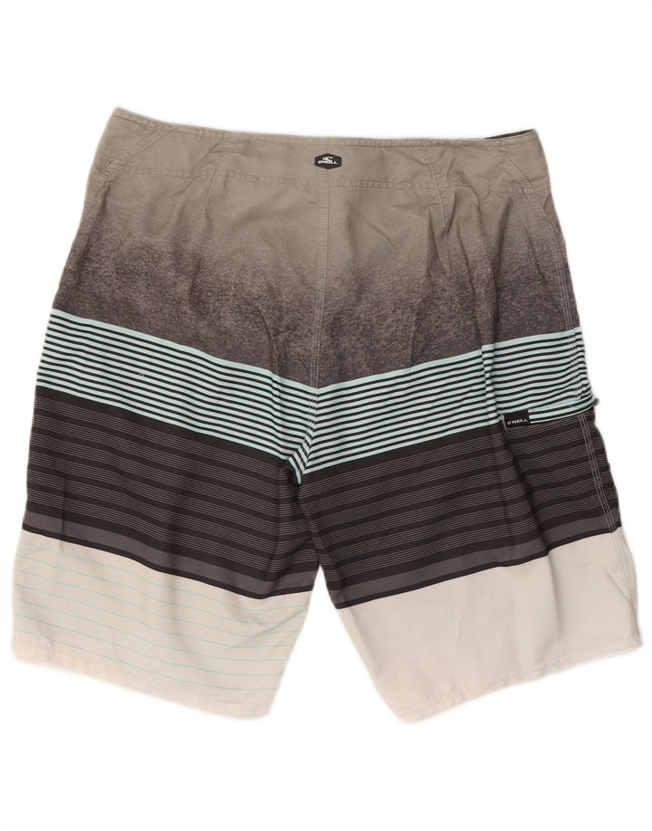 Shorts de natação masculino O'Neill grande praia de poliéster listrado cinza