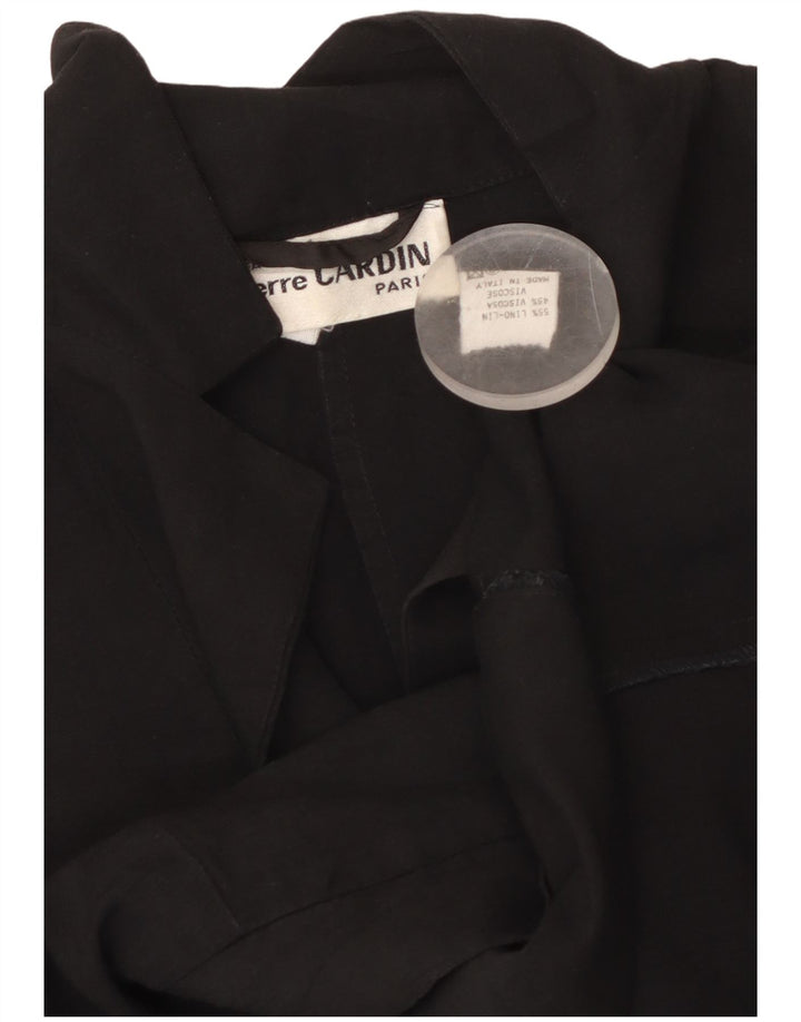 Jaqueta blazer feminina PIERRE CARDIN com 1 botão Reino Unido 12 linho preto médio