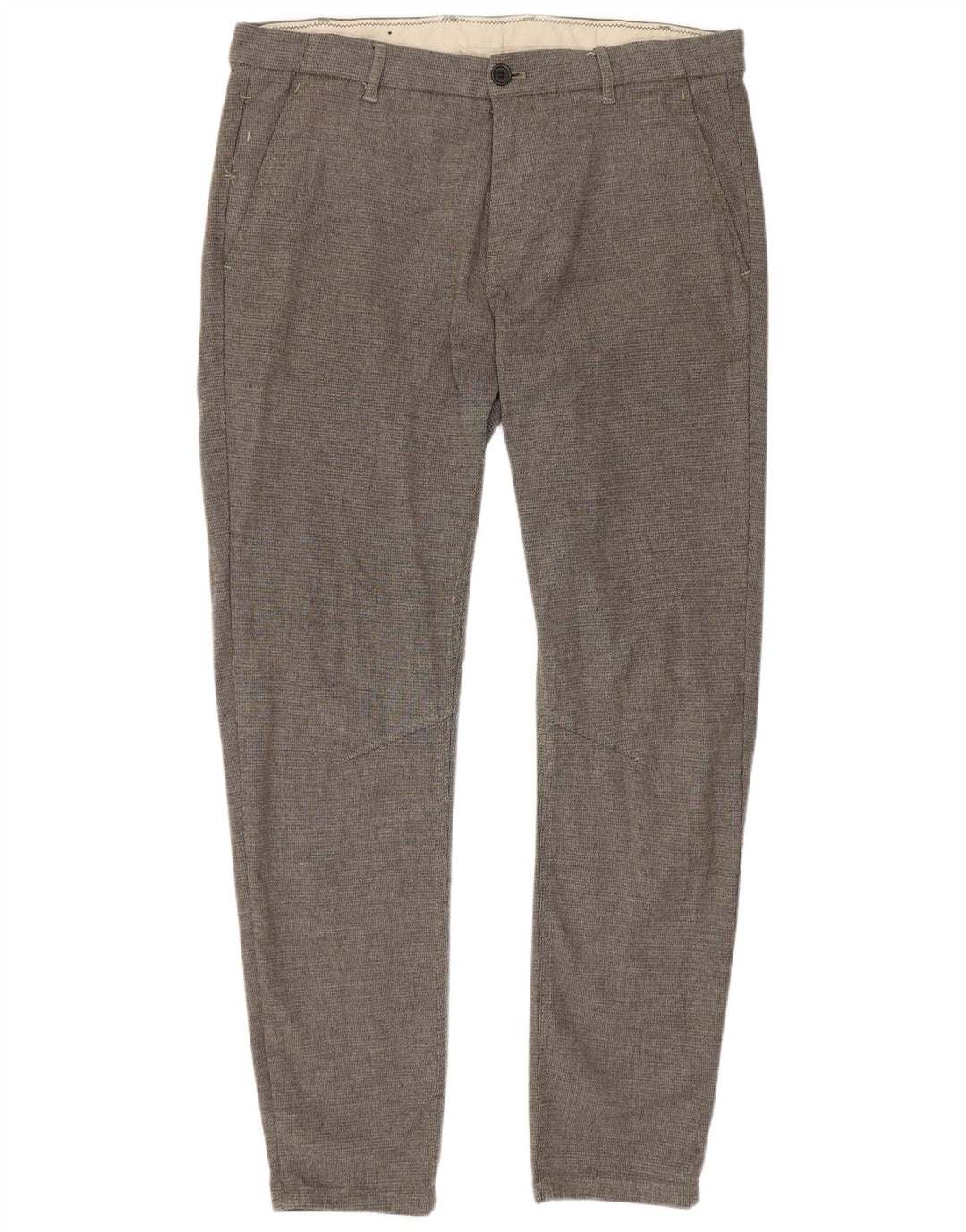 Zara Calça Chino Feminina Slim EU 42 Grande W32 L28 Poliéster Cinza