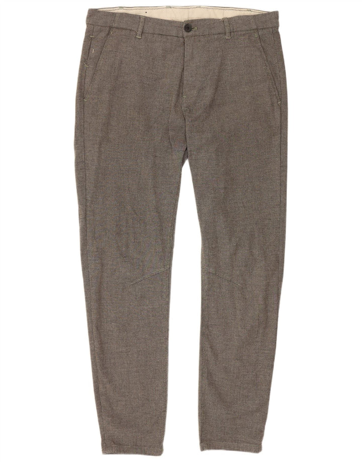 Zara Calça Chino Feminina Slim EU 42 Grande W32 L28 Poliéster Cinza