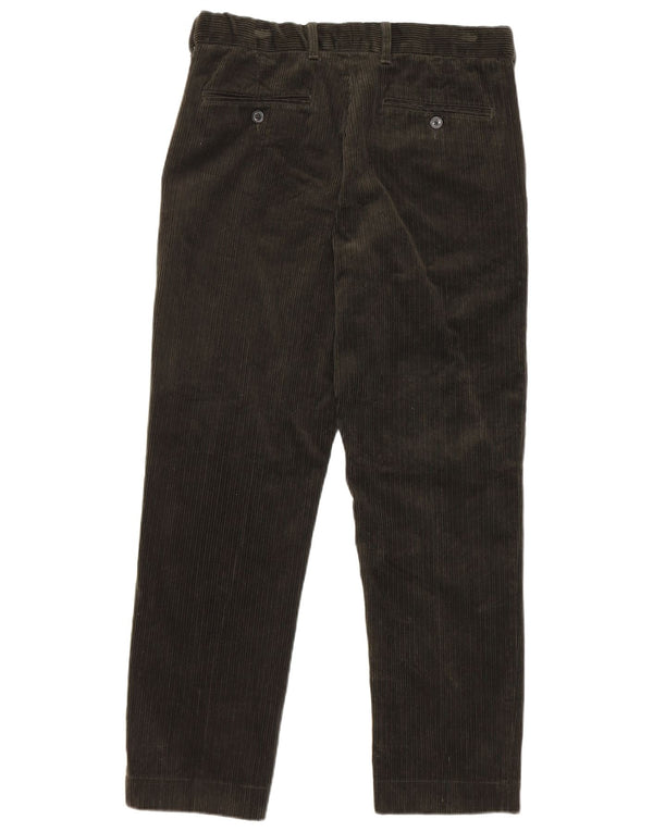 Calça feminina curta reta de veludo cotelê Marks & Spencer W32 L29 cáqui