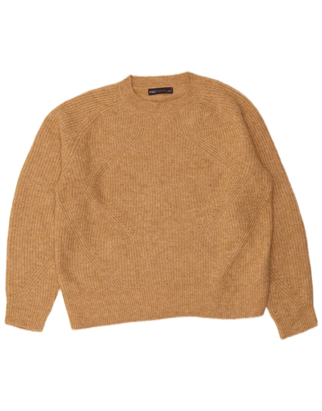 Suéter feminino Marks & Spencer com gola redonda Reino Unido 14 acrílico bege médio