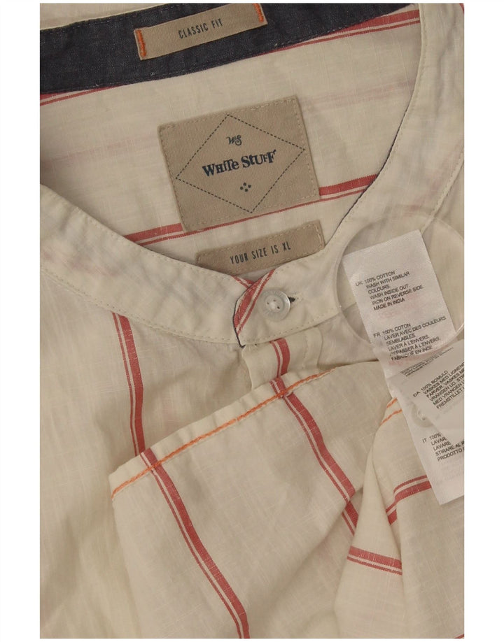 Camisa masculina clássica White Stuff XL algodão listrado branco