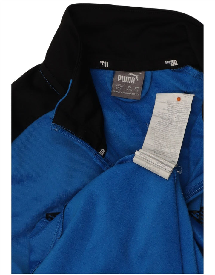 PUMA Boys Graphic Tracksuit Top Jacket 13-14 Years Blue Colourblock