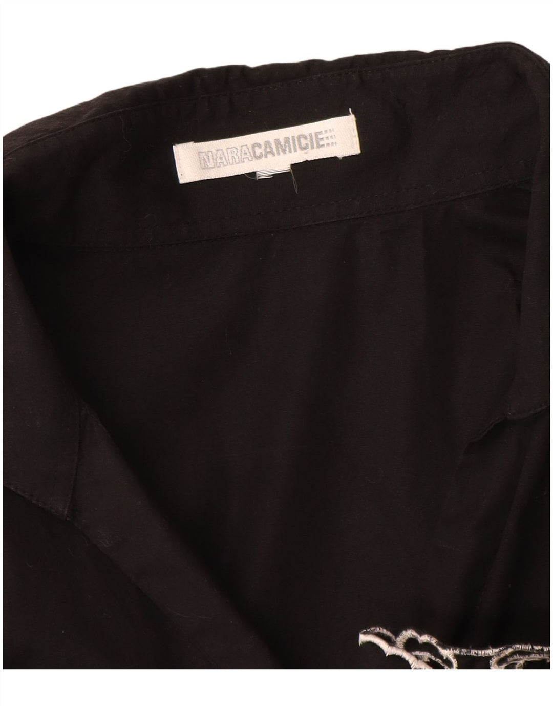 Blusa feminina Naracamicie Reino Unido 12 algodão floral preto médio