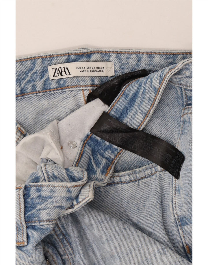 Zara Calça jeans masculina cortada EU 44 grande W34 L25 azul algodão