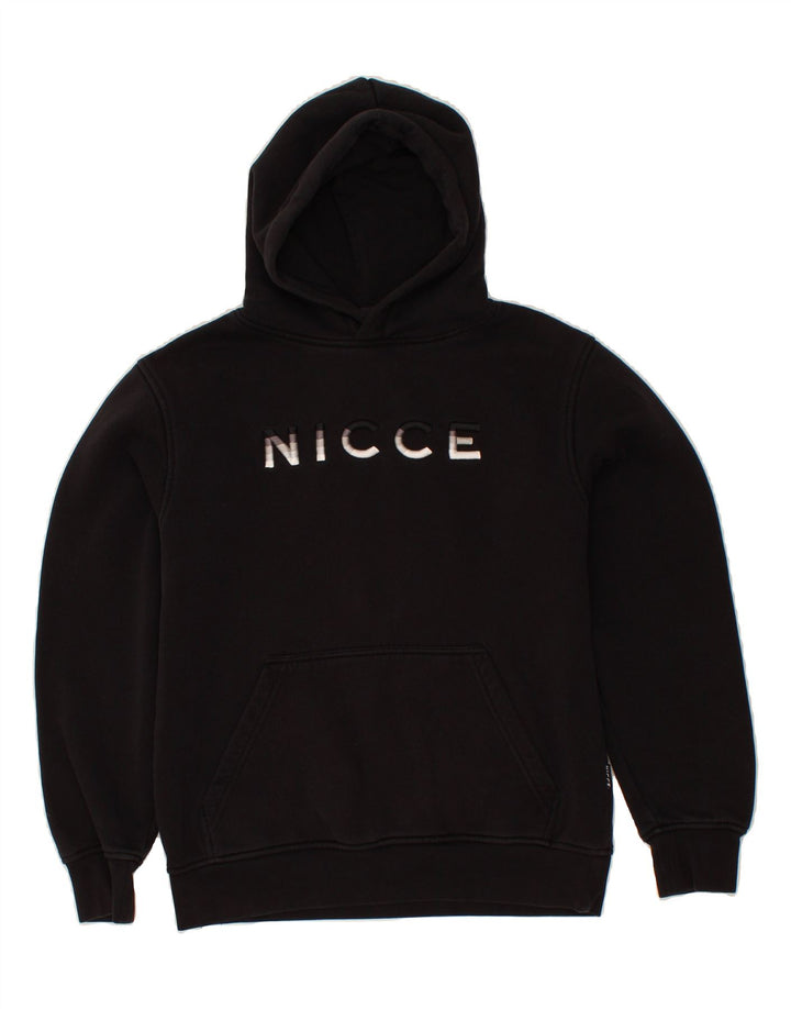 NICCE Mens Graphic Hoodie Jumper Small Black Cotton Vintage Nicce and Second-Hand Nicce from Messina Hembry 