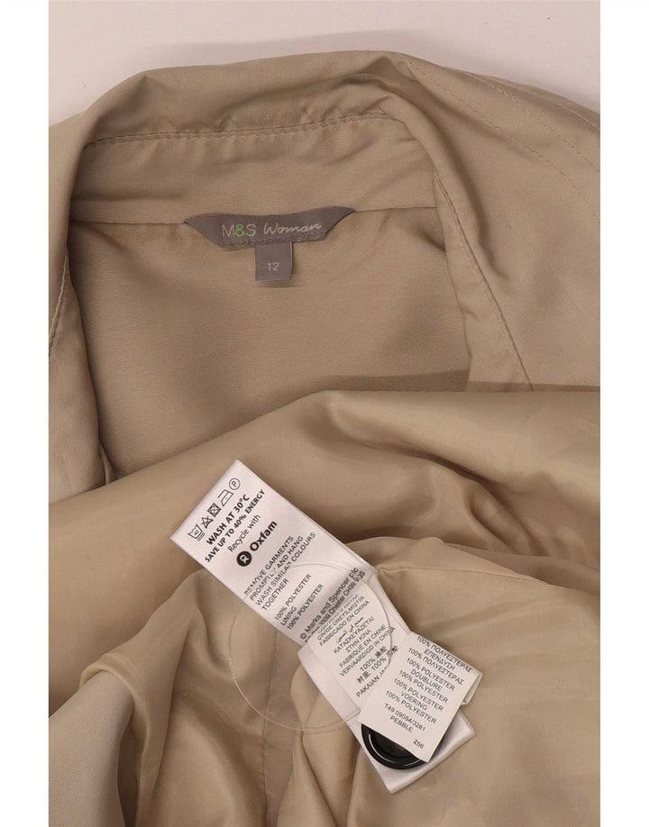 Casaco impermeável feminino Marks & Spencer UK 12 médio bege poliéster clássico