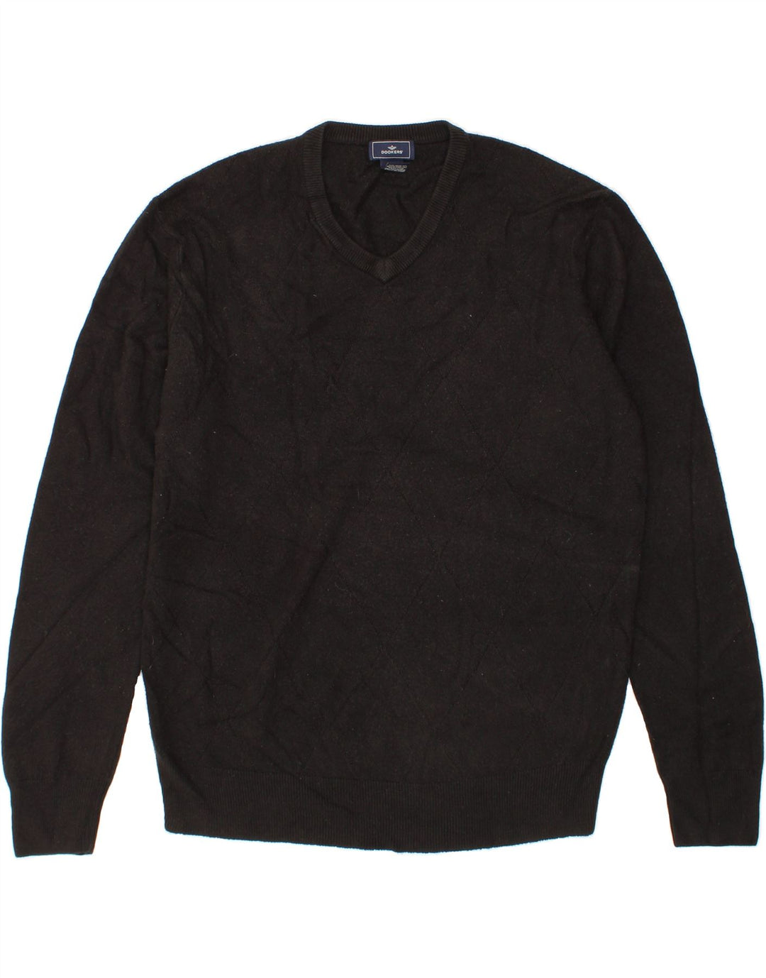 DOCKERS Mens V-Neck Jumper Sweater Large Black Acrylic Vintage Dockers and Second-Hand Dockers from Messina Hembry 