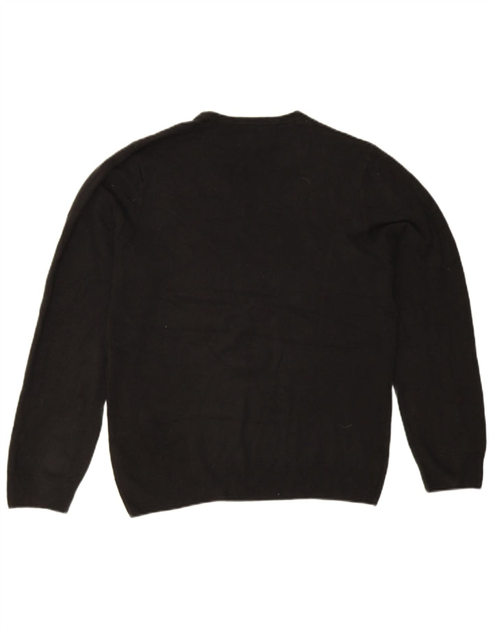 Suéter masculino Marks & Spencer com ajuste regular e decote em V, acrílico preto médio