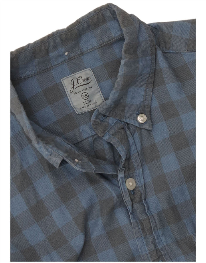 J. Crew Camisa masculina de flanela slim XS azul algodão guingão