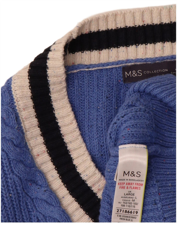 Suéter cardigã feminino grande Marks & Spencer Reino Unido 16 grande algodão azul