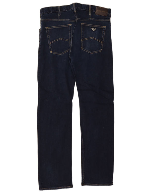 Calça jeans reta masculina Emporio Armani W34 L32 azul marinho algodão