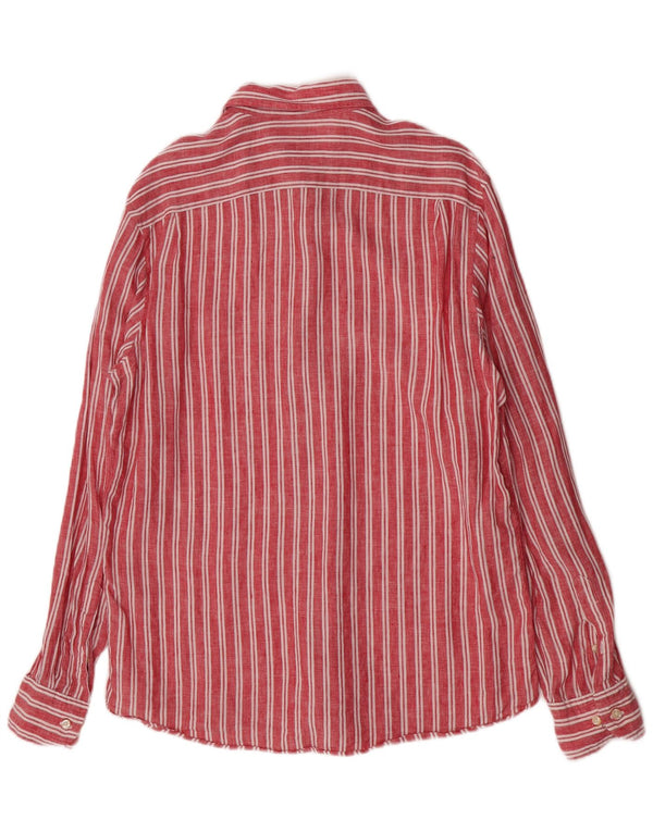 Camisa masculina Massimo Dutti grande listrada vermelha