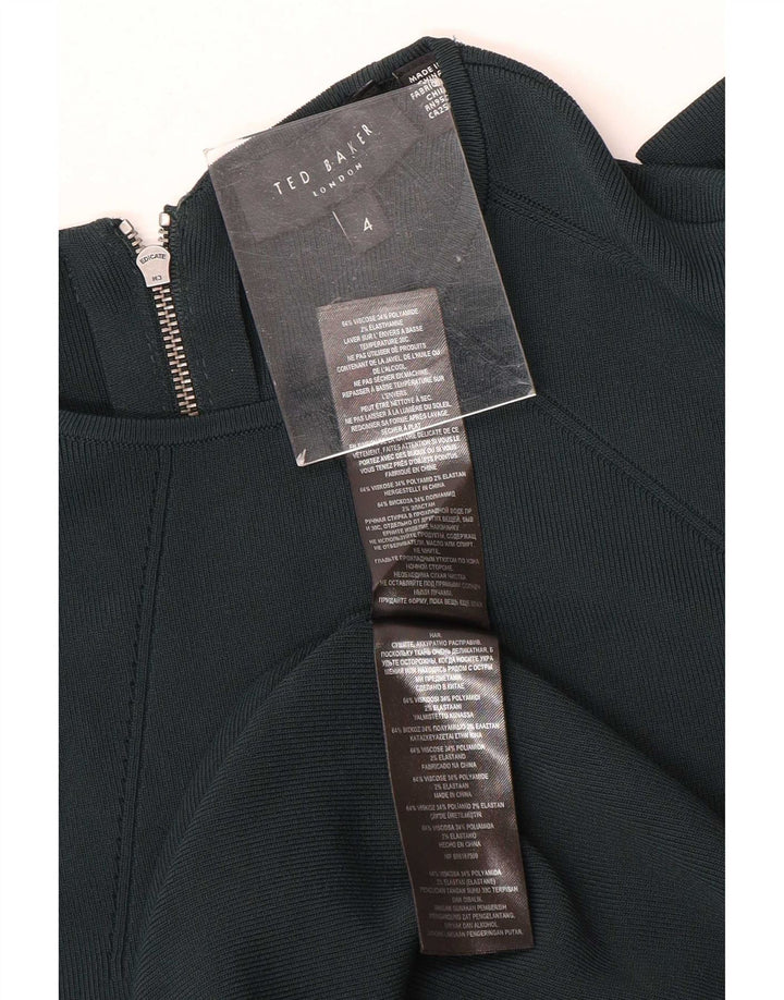 Vestido maxi feminino Ted Baker Batwing tamanho 4 grande viscose verde